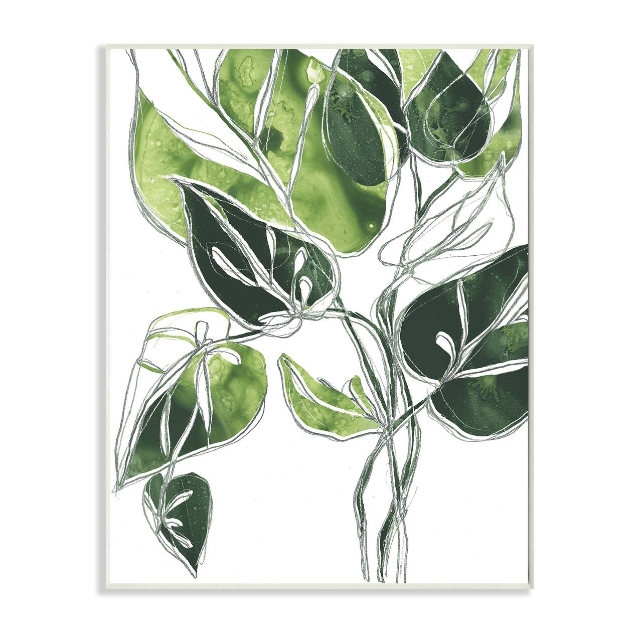 Stupell Industries Intricate Palm Vines Unique Green Leaves Wall Plaque
